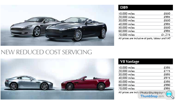 Servicing costs Vantage or DB9. - Page 1 - Aston Martin - PistonHeads