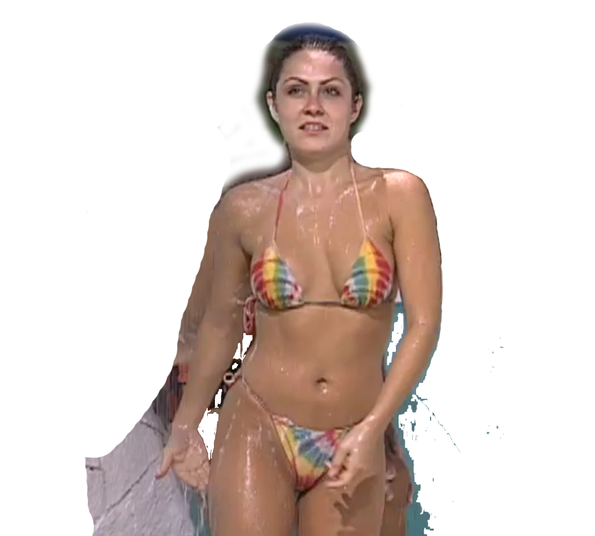 A woman in a bikini holding a surfboard - Bbb Renata