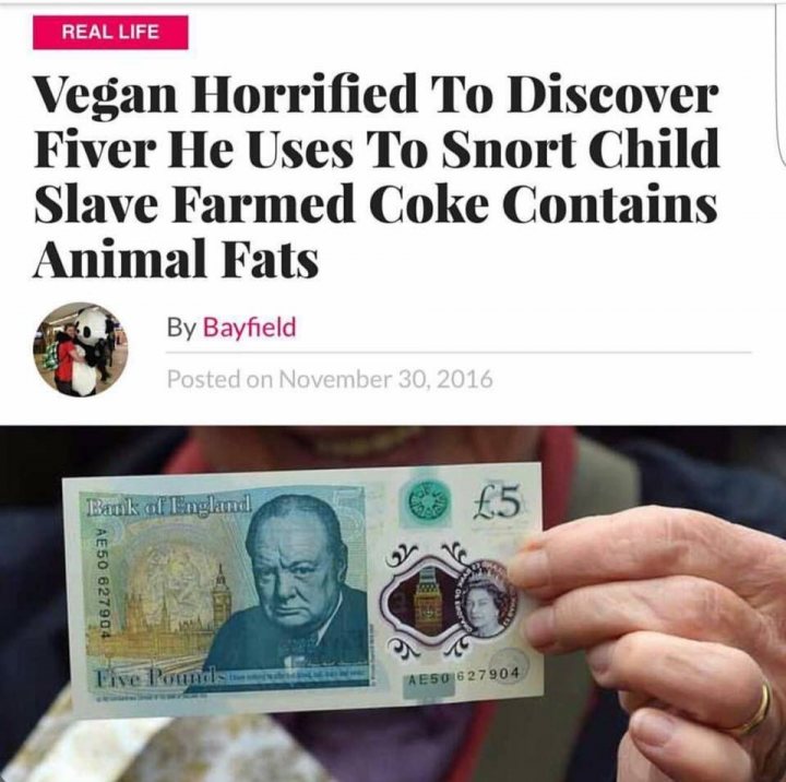 New Fivers contain animal fat... - Page 15 - News, Politics & Economics - PistonHeads