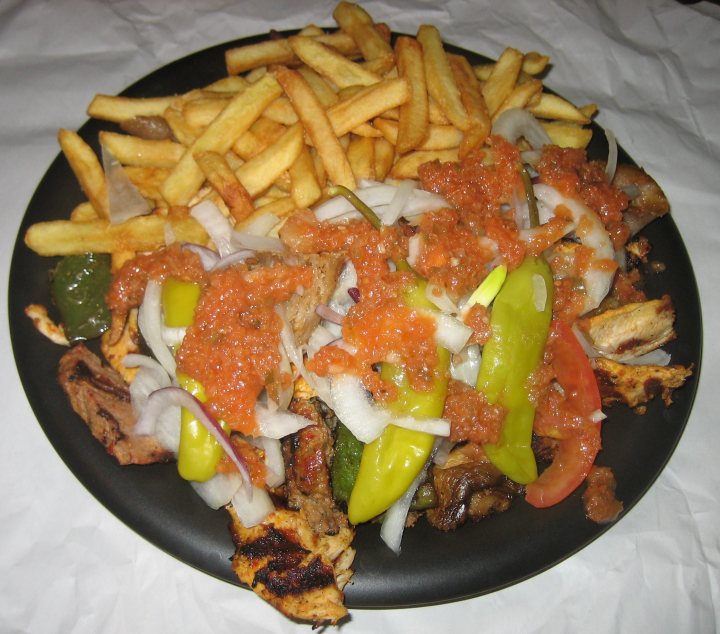 doner meat and chips. chicken, kofta and doner)