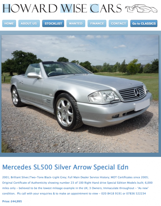 2001 SL500 Silver Arrow - Page 1 - Mercedes - PistonHeads