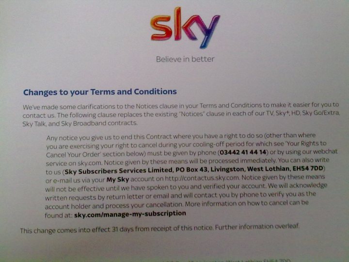 Cancelling a SKY TV subscription - Page 2 - TV, Film & Radio - PistonHeads
