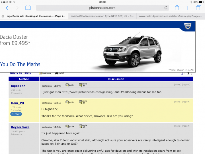 Huge Dacia add blocking all the menus.. - Page 2 - Website Feedback - PistonHeads