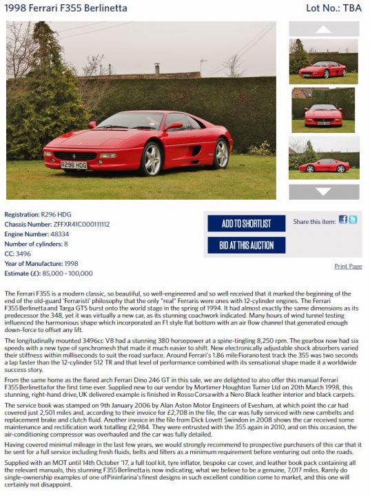 7k mile, 1 Owner F355 - How much? - Page 1 - Ferrari V8 - PistonHeads