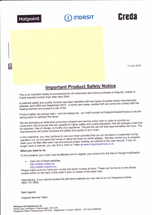 Fire risks prompt tumble dryer recall. - Page 6 - Homes, Gardens and DIY - PistonHeads