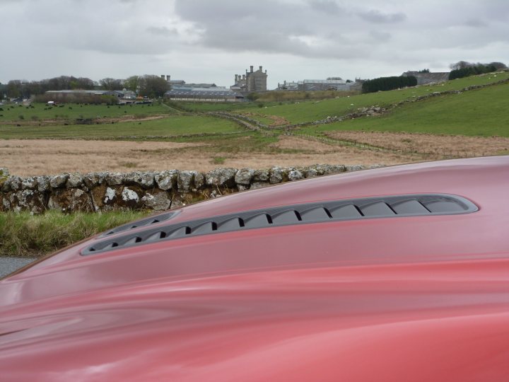 A red and white car is parked in a field - Pistonheads