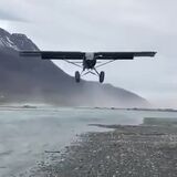 An Alaskan bush pilot showcasing some serious skill landing in high winds