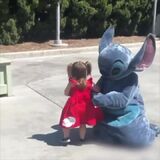 Little girl falls so Stitch does too to make her feel better
