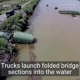 Large military vehicles can cross rivers with this temporary bridge