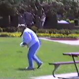 Grandmother chasing after a napkin