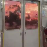 Traveling through train with a beautiful view outside