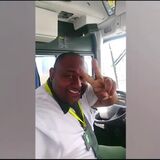Bus driver taking a selfie