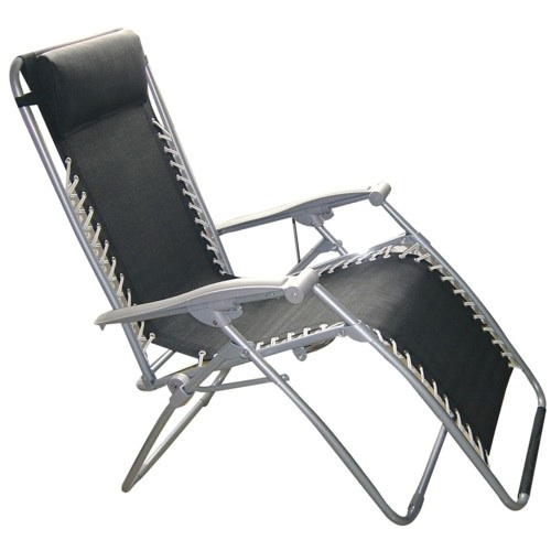 Really comfy camping chairs - Page 1 - Tents, Caravans & Motorhomes - PistonHeads - The image features a reclining lawn chair with adjustable features. The chair has a gray fabric seat, which appears to be soft and comfortable. A significant design element is the backrest, which is triangular and features seams that mimic stitches typically found on traditional lawn chairs, giving it a sporty look. The chair is on a stand that supports it and allows the seating position to be raised or lowered by adjusting the stand. The image is a studio shot with a plain white background, which highlights the chair without any distractions.