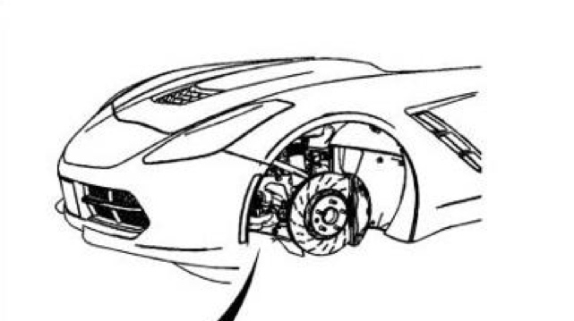 Corvette dealer service manual - Page 1 - Corvettes - PistonHeads - The image depicts the side view of a small car, or possibly a cartoon or illustration representation of a car. The image is a black and white line drawing, providing a simplified and visual rendering of the vehicle's structure. The outline of the car is curved, designed to show its contours and shape, which might include traits such as wheel arches and the shape of the doors. Its wheels are visible, showing the hubcaps and possibly the spokes of the rims. The car's features, such as lights and reflectors, are likely not detailed within the drawing style used here. The image simply suggests the overall form of the car.