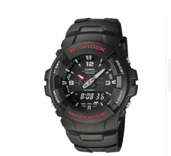 What watch for £50 - Page 180 - Watches - PistonHeads - The image features a G-Shock watch with a digital display and multiple dials. The watch has a black strap and a black and red body. On the face of the watch, there are several indicators including a date and time display, a stopwatch, an alarm, and a light sensor. The watch appears to be a sports or utility model, and the G-Shock text is prominently displayed on the top bezel.