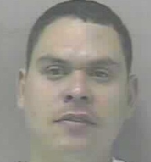 The image is a low-resolution photograph, likely from a surveillance camera or security-related surveillance. It appears to be of an indivdual as a mug shot or for facial recognition purposes. The person has short dark hair and features that are commonly associated with adult male humans. The background is predominantly gray, further indicating the possibility of a surveillance setting or a controlled photographic procedure. There is no distinguishable text or branding visible in this image.