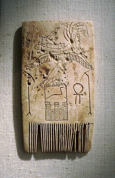 egypt-museum:
“ Comb of King Djet Some important artifacts were found in the tomb of the 1st Dynasty king Djet at Abydos in Petrie’s Tomb Z, such as this wide-toothed comb, which is made of hippopotamus ivory.
The king’s name is engraved inside the...