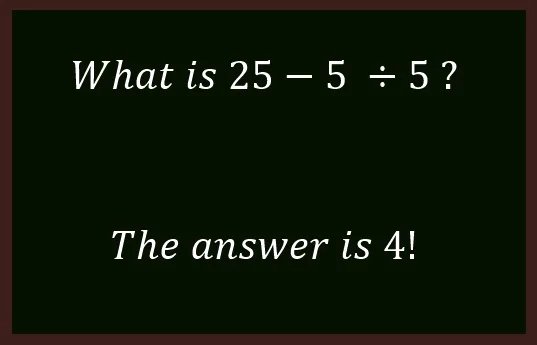 Geek Jokes - Page 424 - The Lounge - PistonHeads UK - The image features a simple blackboard with a mathematical problem written on it in chalk. The problem states, "What is 25?" followed by the answer given as "4!". This suggests that the person who wrote the question used the factorial notation to express 25 as four multiplied by itself four times. The blackboard background provides a stark contrast to the white text, making the math problem clear and easy to read. There are no other objects or images present in the picture. The focus is solely on the mathematical content displayed on the blackboard.