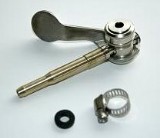 The "what bike bits have you just bought" thread - Page 241 - Pedal Powered - PistonHeads - The image features a mechanical device, possibly an engine part or a component from an industrial mechanism. The primary object is a long cylindrical tube with a wide base that narrows at one end. Cone-shaped pieces are affixed to either end of the tube, giving it a characteristic cone-to-cylinder shape. The base of the tube has a hollow, extruded structure, and there appears to be a round hole in it. The entire assembly is centered in the frame against a plain background, emphasizing the details of the device. The style of the image is straightforward and clear, focusing on the mechanical object without distractions.