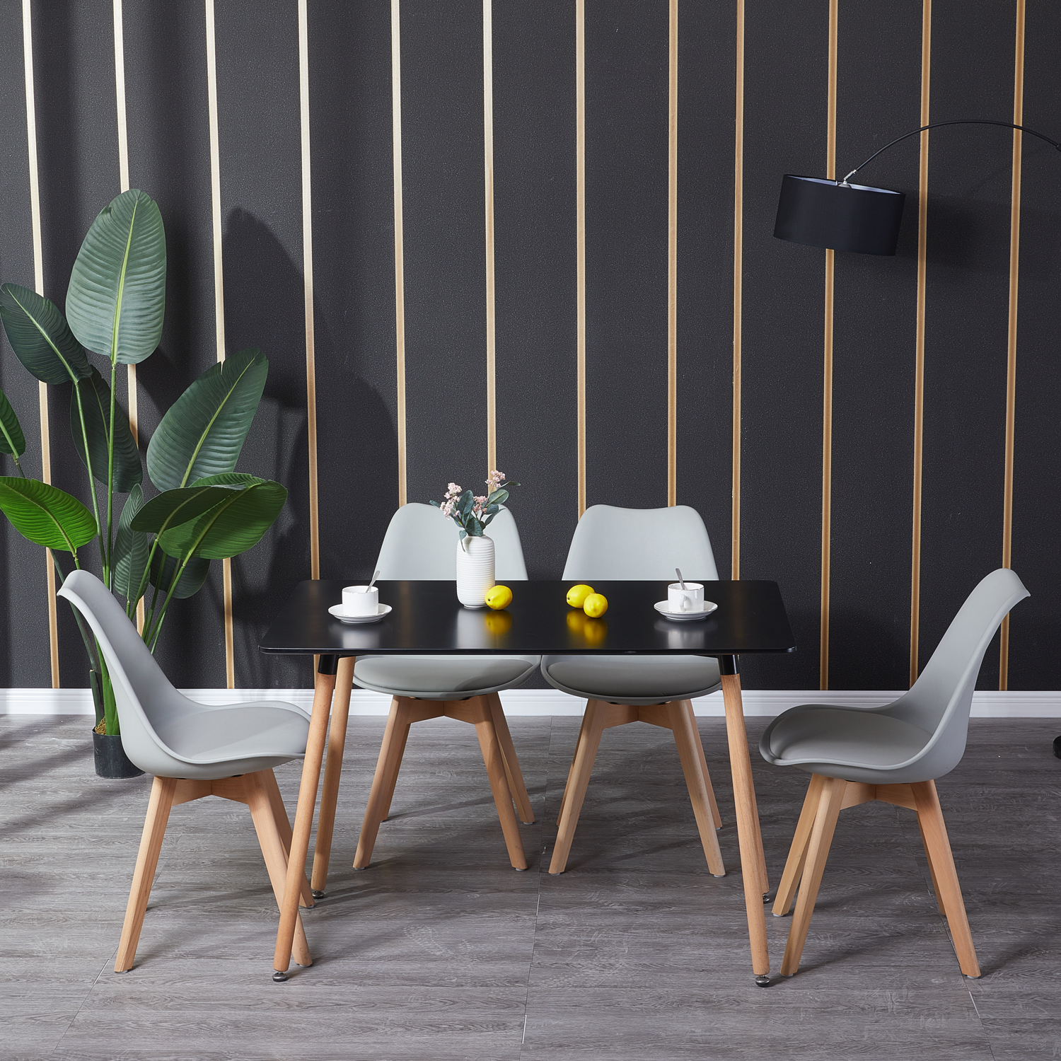 Dora Household Table à Manger Rectangulaire en Bois Salle à Manger Scandinave Simple Table en bois à quatre pieds 110*70*73cm -Noir