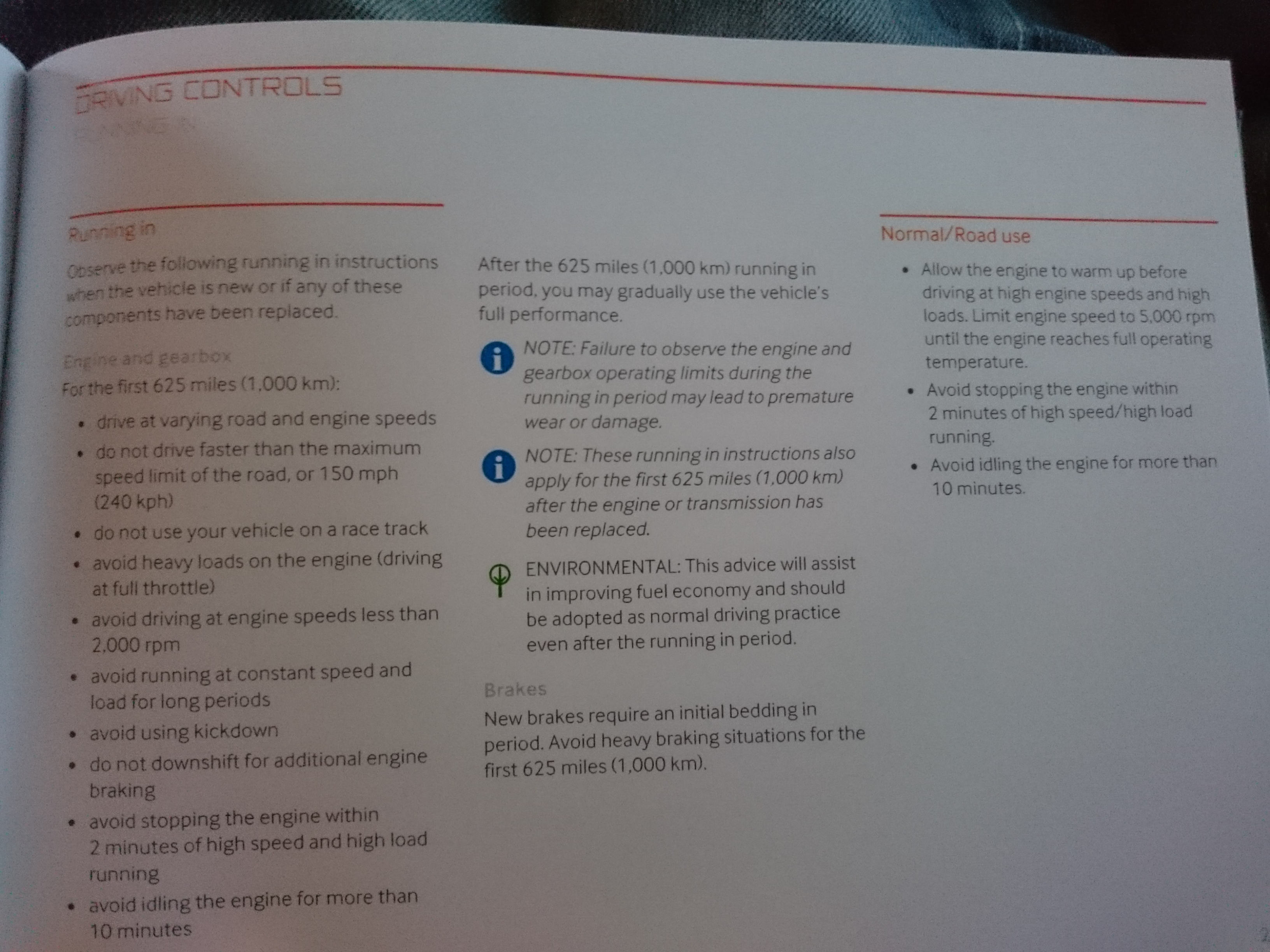 At last - Page 1 - McLaren - PistonHeads - The image is of a vehicle's operating instructions. It provides information on how to drive, including details on driving at varying speeds, through gearbox operation, and using additional features such as air conditioning. It emphasizes the importance of not driving too greedily, followed by a note that these running instructions may giverudly use the vehicle's full performance only when necessary. There is also a warning stating that a damaged gearbox should not be opened, and it advises that the air conditioner must be switched off before starting the engine. A section on extended low-speed driving is highlighted and recommends following driving instructions in this case for the vehicle's wellbeing.