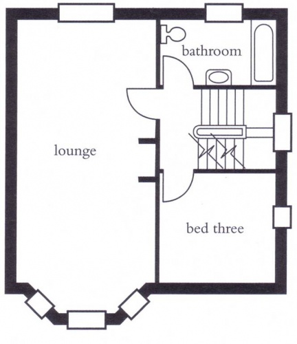 Pistonheads House Surround Sound Wiring - The image presents a floor plan of a small house comprising essential living areas. The plan shows a bathroom, a lounge, and a sleeping quarters all in one structure, efficiently utilizing space. The family's privacy is preserved by having a separate, dedicated space for each member. The black and white color scheme suggests a simplistic design approach, focusing on functionality over aesthetic considerations.