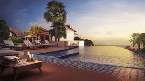A view of a pool of water and a boat - Villas India Luxury
