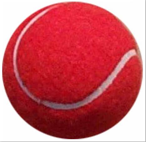 Pistonheads - The image shows a single tennis ball, which is predominantly red in color with white stripes. It appears to be a standard tennis ball, with a smooth surface typical for this type of ball used in the sport of tennis. The ball is not in mid-air as in the game, but rather stationary, making it easier to see its color and stitching patterns. The image is clear and well-lit, with a white background that contrasts with the redness of the ball.