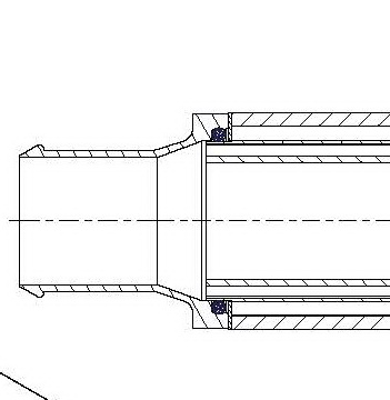 What Engine for 500BHP - Page 23 - Engines & Drivetrain - PistonHeads - The image appears to be a technical drawing or blueprint of a mechanical component, possibly a part of a vehicle or machine. It consists of geometric shapes and lines with shading to indicate three-dimensional structure. The image is monochromatic, black and white, with the background being transparent. There's a visible flange with bolts, and the outline seems to be purely functional without any additional aesthetic elements. The drawing is precise and detailed, suggesting it might be used in an engineering or manufacturing context.