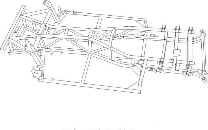 A body off in pictures, LOTS of pictures. - Page 1 - S Series - PistonHeads - The image features a detailed, black and white line drawing of a gantry crane. The crane is shown in an elevated view, highlighting its structural components such as the framework, beams, and lifting platform. The metal bars form the arrangement of the gantry, which is a critical element of the crane's design. The crane appears to be positioned on a flat surface, with no background details provided. The focus is solely on the illustration of the crane.