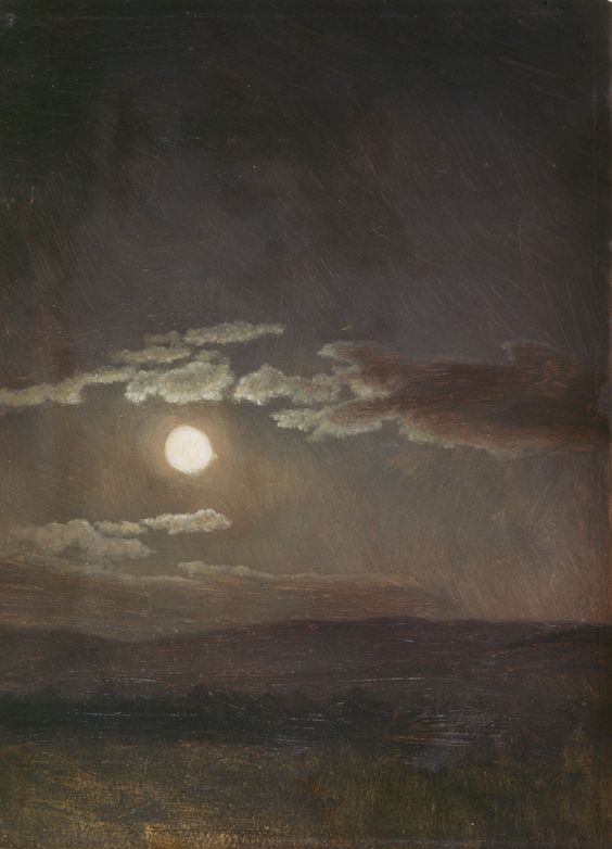 Cloud Study, Moonlight, ca. 1860, oil on paper by Albert Bierstadt. Bowdoin College Museum of Art