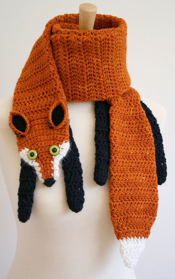 PDF crochet pattern for fox scarf - animal woodland warm diy fashion tutorial winter fall autumn accessories