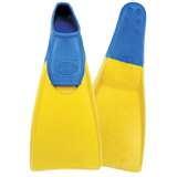 Pistonheads - The image features a pair of compressed, hollow flippers worn in the shoes of a man. The flippers are yellow and blue, with a bulky design suggesting shape and form, but no text or further inscriptions are visible. The image has a white background, which does not provide any information about the context, use, or details beyond the design of the flippers.