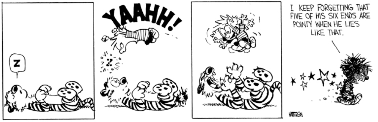 Dogs being bullied by cats - Page 1 - All Creatures Great & Small - PistonHeads UK - The image is a collage of four panels from a comic strip. In the first panel, the comic strip characters are depicted as if they've been smashed into pieces. The second panel shows the characters being reassembled and the third panel humorously depicts them with sticky notes on their backs. The fourth panel, labeled "Yahoo!", features the characters looking surprised or shocked. The characters appear to be in a state of disarray, possibly indicating chaos or confusion.