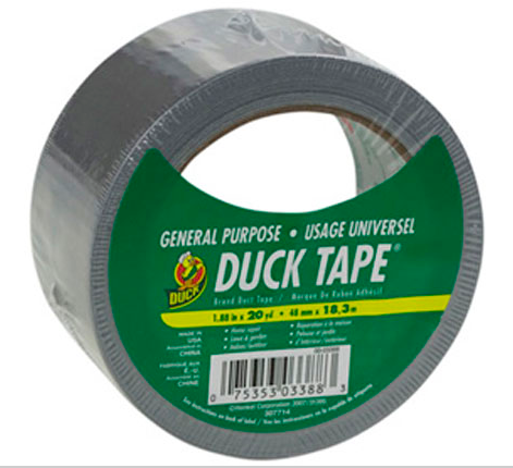 "a bit ph private" - Page 5 - The Lounge - PistonHeads - The image features a plastic roll of tape known as Duck Brand General Purpose Usage Universal Duck Tape. The tape appears to have a gray-coated core with a green backing, and there is a logo at the end of the unrolled tape that reads "Duck." The outer packaging specifies "18 LB" and includes a barcode for inventory purposes. The tape roll is centrally placed against a white background, emphasizing the product for clarity and directness.