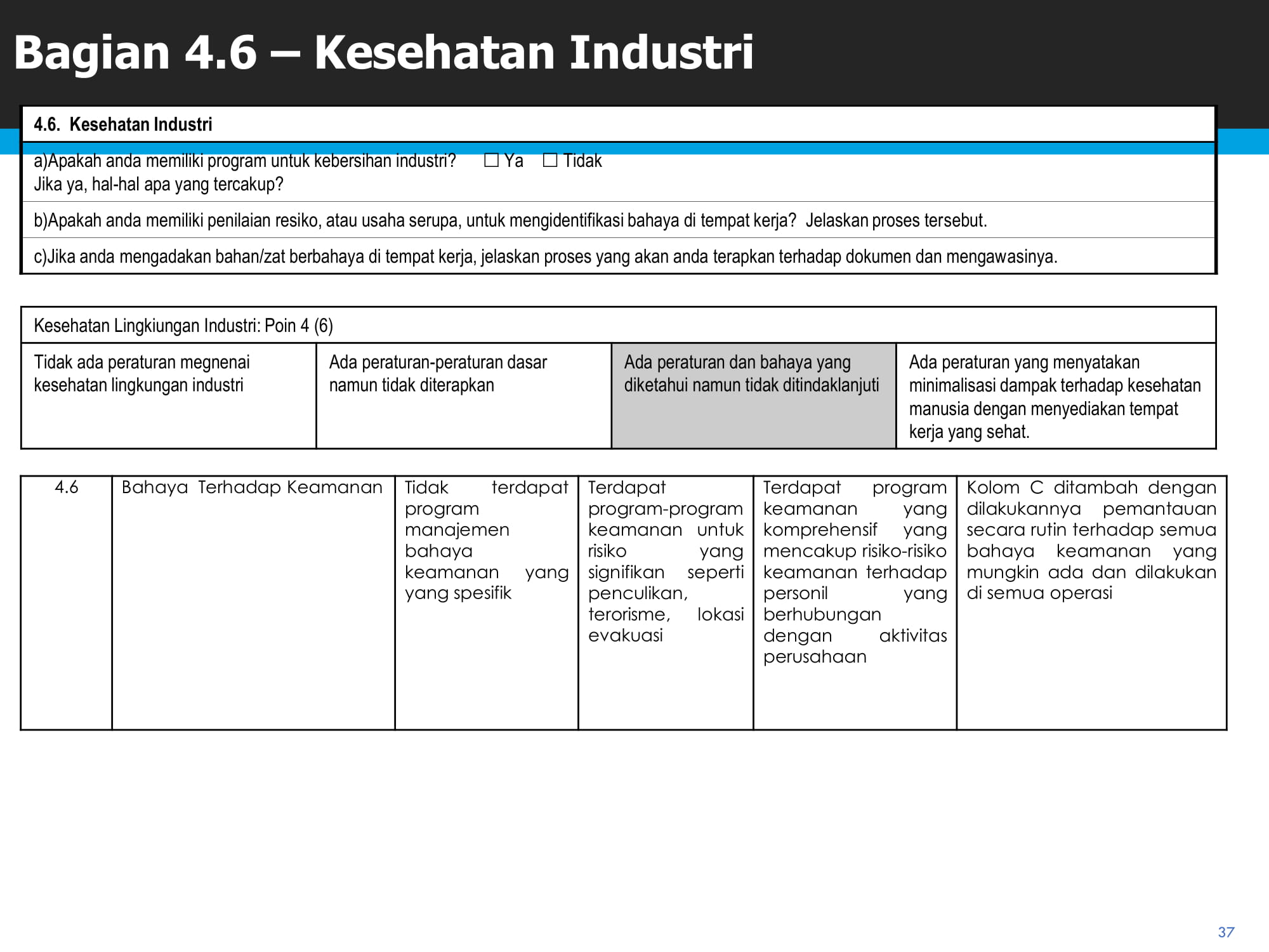 A close up of a person holding a wii remote - The image shows a slide from a presentation with an Indonesian title, "BAGIAN 4.6 - KESEHATAN INDUSTRI". It contains text in Indonesian and explanations with bullet points. There's a table titled "KESEHATAN LINGKUNGAN INDUSTRI", with rows: "PERMUKARAN MEGHATAN BAHAYA", "PERAWATAN YANG Forensik", and "TERAPkan oleh keluarga fisik", each with columns: "LINGKUNGAN TEKNOLOGI", "PROGRAM PERAWATAN,", "PERAWATAN BAHAYA YANG belum terlakukan manusia,", "PERAWATAN YANG TERLAPOR OLEH KELUARGA FISIK (BEBERAPA)", and "TERDAPAT OLEH KEMAMPUAN ORGAN & AKTIVITAS LINGKUNGAN". The slide also includes a table for tugas pada "BAGIAN 4.6 LINGKUNGAN, KESE