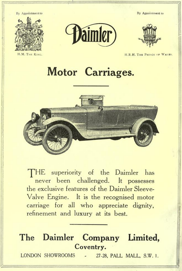 Pistonheads - The image displays a black and white advertisement for the Daimler Motor Carriages. At the top of the ad, there's a picture of a car, which appears to be a vintage model with a distinctive design. Below this image, the text "Daimler" is prominently displayed in large letters. The car is described as having "superiority of the Daimler" and being an exclusive feature of the Daimler. Additionally, it's mentioned that the car has been recognized for its superiority to a man who appreciates luxury and the best of automobile design and performance.

The ad also features a statement from a company director named C. L. Merrick, who is identified as the vice president of Daimler. The text within the box quotes Mr. Merrick stating that "all who appreciate luxury and the best of automobile design and performance."

At the bottom of the ad, there's an image of a newspaper clipping from The Coventry Evening Telegraph, dated 19th April 1903, featuring a picture of a Daimler car. This suggests that the advertisement is either from around this time or is referencing it as a notable event in the history of the company.

The overall style of the image is indicative of early 20th-century advertising, with its use of black and white, serif fonts, and the inclusion of both textual and pictorial elements to convey its message. The focus on the car as a symbol of luxury and exclusivity is typical for such advertisements, aiming to appeal to customers who value these attributes in their automobiles.