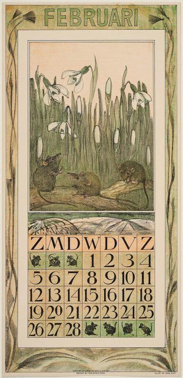 heaveninawildflower:
“February calendar pages for early 1900′s by Theodorus van Hoytema (Dutch, 1863–1917).
Images and text information courtesy MFA Boston.
”