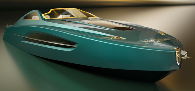 Aston Martin Boat - Page 1 - Aston Martin - PistonHeads - This image features a concept car with a streamlined design. The car appears to be a single-seater prototype, emphasizing aerodynamics and advanced technology. Its colors are primarily variations of metallic blue and black. The sleek, futuristic design suggests it is a high-concept vehicle with implications for advanced automotive engineering.