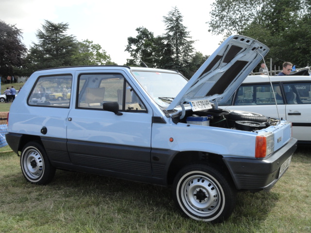 RE: Festival of the Unexceptional | PH Gallery - Page 7 - General Gassing - PistonHeads - The image showcases a blue vintage car with its hood open, parked on what appears to be grass or a lawn. The car is an older model, with visible mechanical components exposed by the opened hood. In the background, there are other vehicles and a person partially visible, suggesting that this might be a gathering or event related to cars or automotive hobbies. There's no text present in the image.