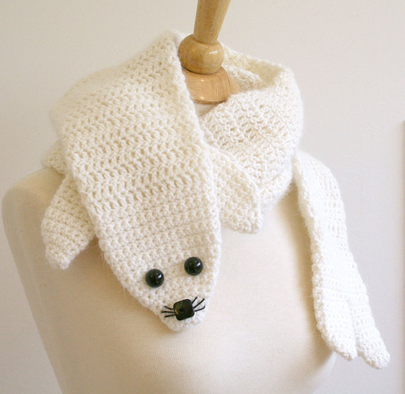 PDF crochet pattern for seal pup scarf - animal warm diy fashion tutorial winter fall autumn