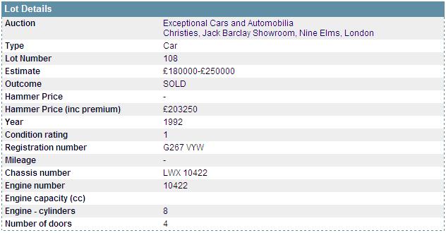 Paris Auction Pistonheads Bonhams Upcoming - The image shows a lot details page from a vehicle auction. The lot number is 108. The car being auctioned is of the Christies, Jack Barclay showroom and is located in London. The vehicle is a Fiat Abarth 595. It is an exceptionally clean car, as indicated by the description. The list of specifications details the condition, registration number, and the price of the car at the auction.