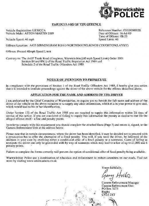 Pistonheads Offence Alleged Weeks Speeding Letter