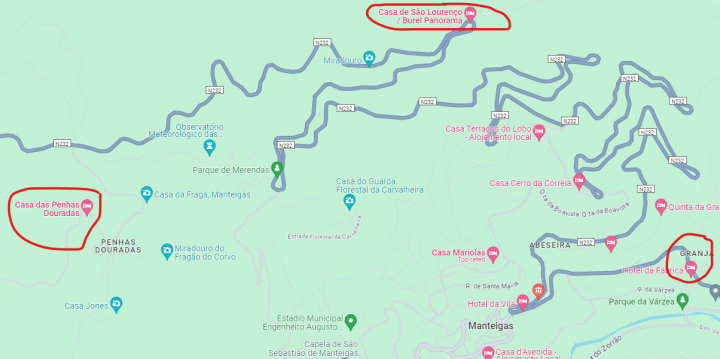 Pistonheads - The image shows a screenshot of a map with multiple highways and roads. There are several points marked on the map, indicating specific locations or landmarks. The map is detailed, with each road segmented by lines representing lanes, and there are icons for places of interest, possibly including businesses like restaurants or shops. The text annotations point to these specific spots, providing context or additional information. The map is overlaid on a satellite image background, indicating the geographical location and providing context for the roads.