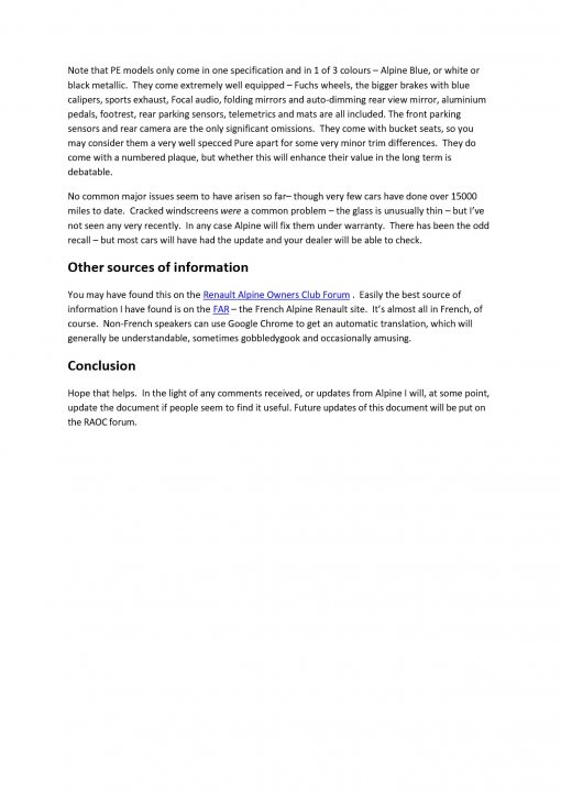 New A110 Buyers Guide - Page 1 - French Bred - PistonHeads - The image shows a screenshot of a document written in French. It is a formal text, likely a legal or official document given its structure and language. The document appears to be about an incident involving a car that hit another car from behind. The details provided include the location and time of the accident, a description of the damages sustained by both vehicles, and an indication of the actions taken by the parties involved.