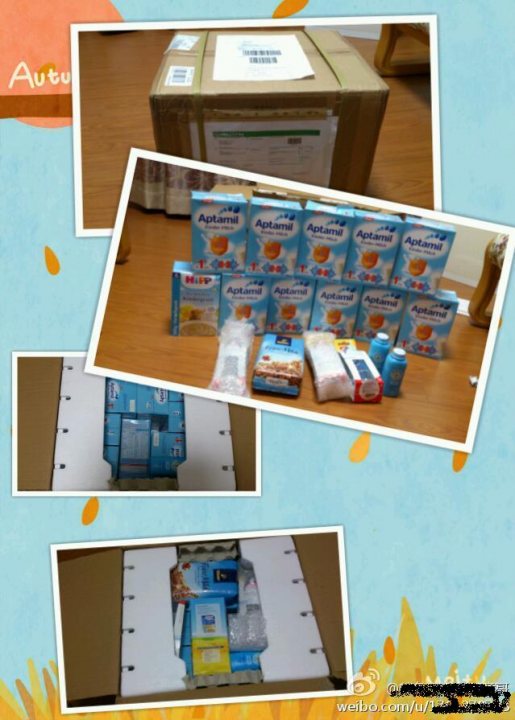 A collage of photos showing a refrigerator and a box