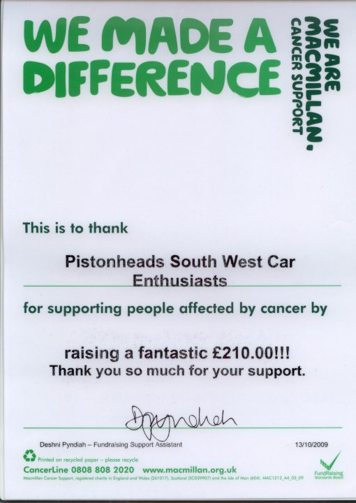 Pistonheads Donation Gorge Macmillan Cheddar - 