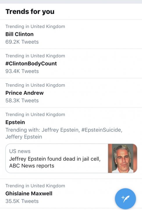 Epstein dead in cell - Page 1 - News, Politics & Economics - PistonHeads