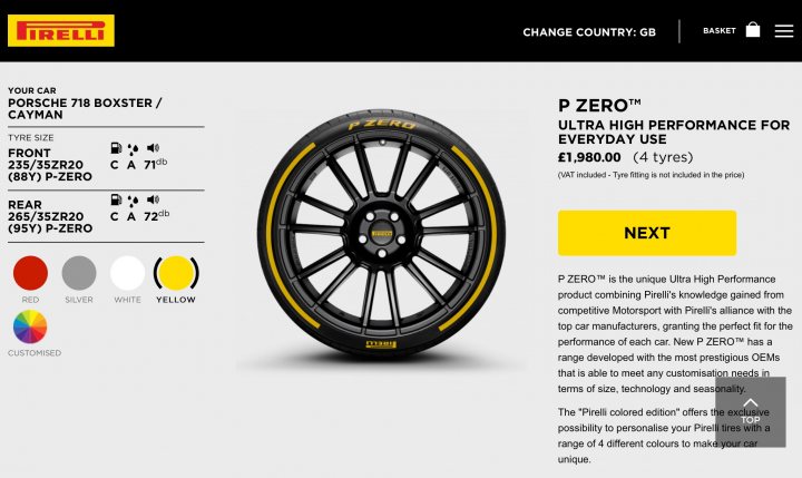 Pirelli Colour Edition - How much??? - Page 1 - Boxster/Cayman - PistonHeads