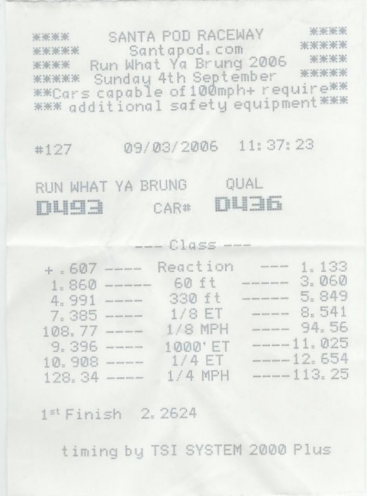 Mph Technique Pistonheads Launch - The image displays handwritten data on a piece of paper, possibly a race log or timing sheet. It contains a series of numbers likely representing lap times or other racing data. The handwriting is a combination of print and cursive, and there are annotations such as "Run WHAT YA BRUNG," which are informal notes. Along the bottom right, the data is neatly organized with section headers like "Reaction," "60 ft," and "1/4 MPH." Slightly below this, there is a note that says "1st FINISH" followed by a number presumably indicating a time. The image conveys the enthusiasm and passion for racing, with the totals at the top page appearing to sum up times or figures within a range of 11:57 to 13:25, suggesting a small but competitive event.